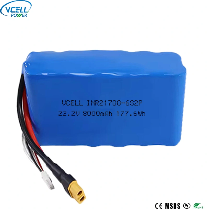 22.2V 8000mAh 21700 리튬 이온 배터리