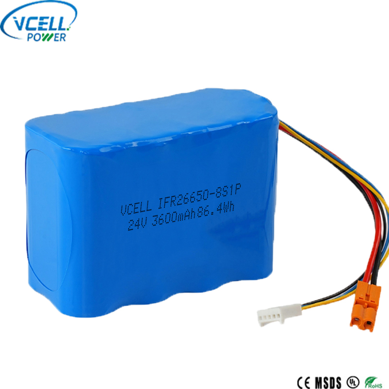 24V 3600mAh 26650 LiFePO4 충전식 배터리 팩